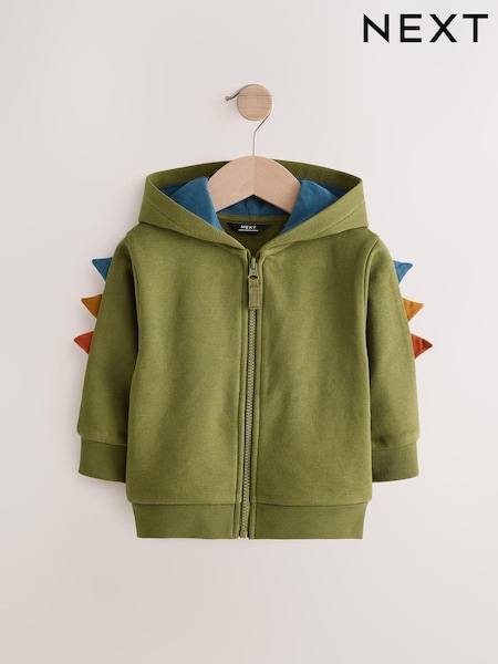 Green Dino Character Zip Through Hoodie (3mths-7yrs) (E60830) | £15 - £17