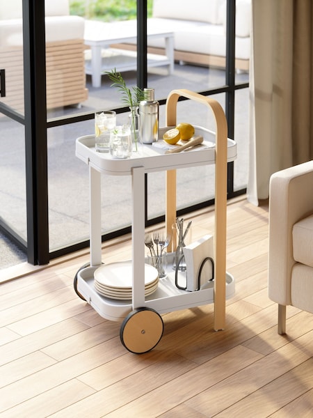 Umbra White/Natural Bellwood Bar Serving Cart (E60870) | £200