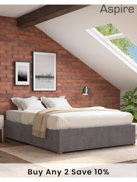 Aspire Furniture Steel Platform Velvet End Lift Ottoman Storage Bed (E60873) | £418 - £492