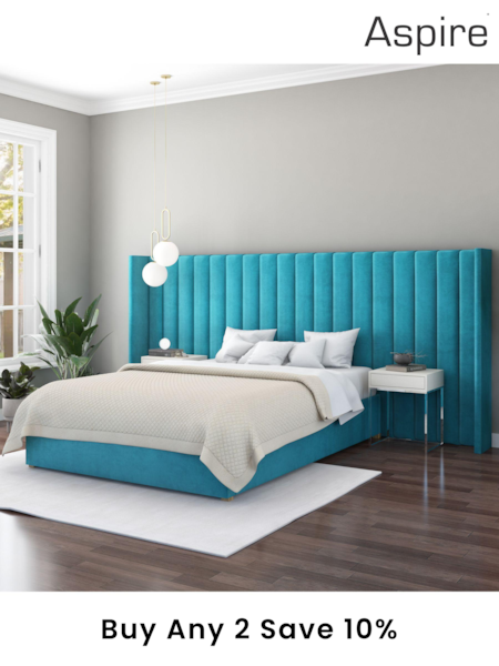 Aspire Furniture Teal Grandeur Wing Velvet Headboard (E60876) | £561