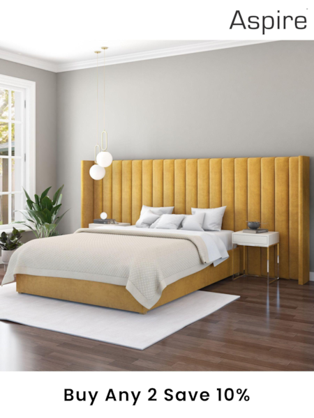 Aspire Furniture Ochre Grandeur Wing Velvet Headboard (E60880) | £561