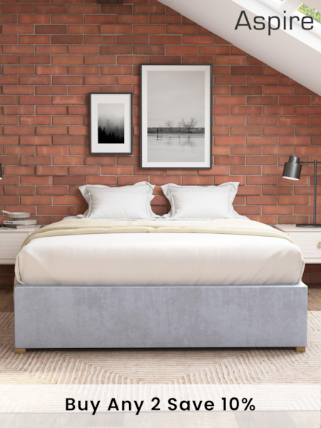 Aspire Furniture Light Silver Grey Platform Velvet End Lift Ottoman Storage Bed (E60885) | £416 - £489