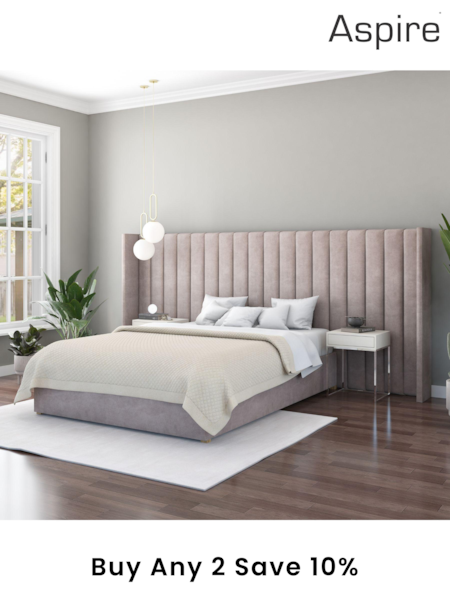 Aspire Furniture Silver Grey Grandeur Wing Velvet Headboard (E60889) | £500