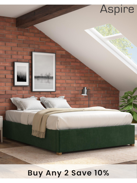 Aspire Furniture Forest Green Platform Velvet End Lift Ottoman Storage Bed (E60890) | £417 - £487
