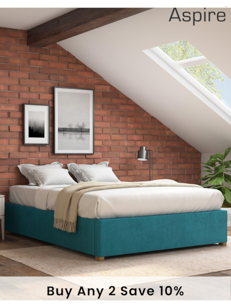 Aspire Furniture Teal Platform Velvet End Lift Ottoman Storage Bed (E60894) | £400 - £465