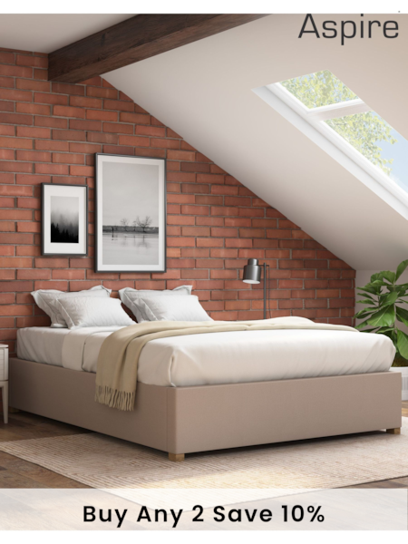 Aspire Furniture Off White Platform Eire Linen End Lift Ottoman Storage Bed (E60901) | £481 - £550