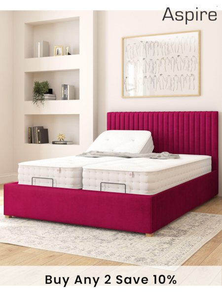 Aspire Furniture Berry Grant Velvet Electric Adjustable Bed With Mattress (E60905) | £1,423 - £2,212