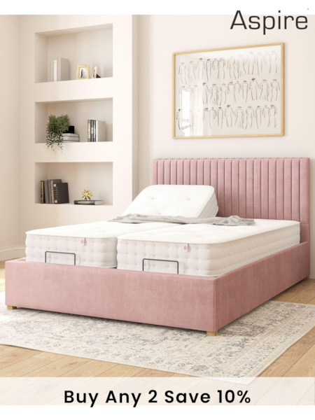 Aspire Furniture Blush Grant Velvet Electric Adjustable Bed With Mattress (E60910) | £1,423 - £2,233