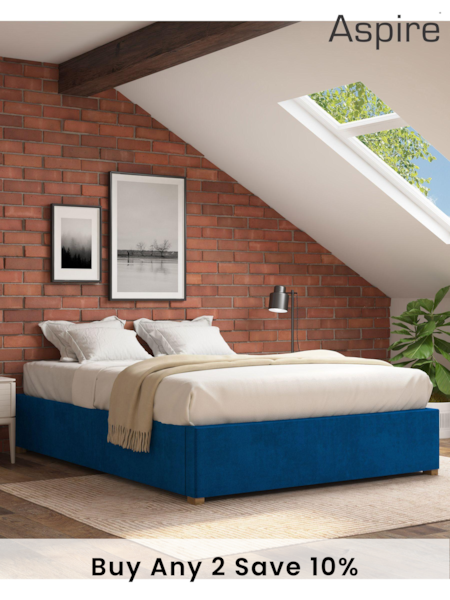 Aspire Furniture Navy Platform Velvet End Lift Ottoman Storage Bed (E60914) | £421 - £493