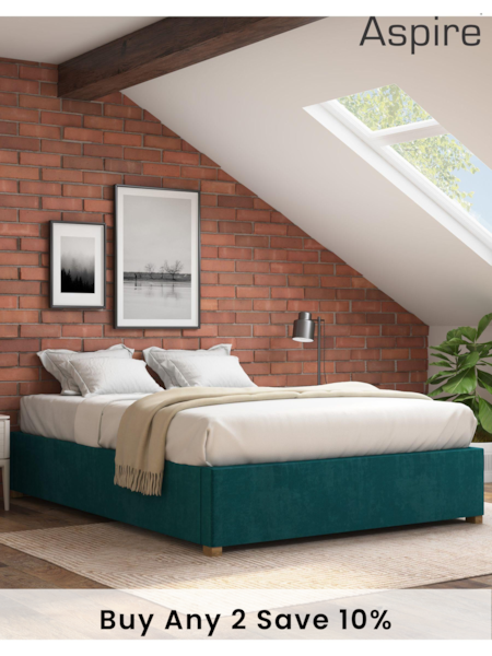 Aspire Furniture Emerald Platform Velvet End Lift Ottoman Storage Bed (E60917) | £400 - £465