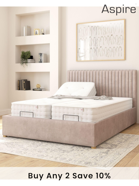 Aspire Furniture Silver Grey Grant Velvet Electric Adjustable Bed With Mattress (E60918) | £1,425 - £2,201