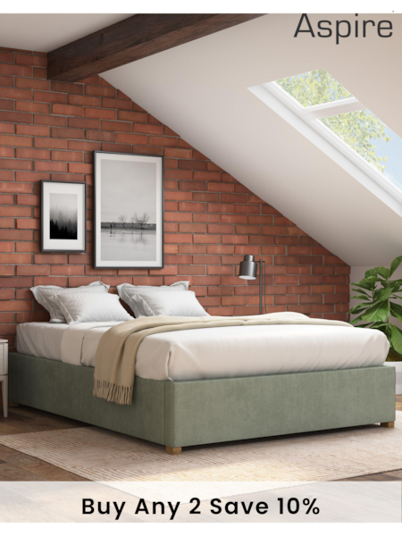 Aspire Furniture Duck Egg Platform Velvet End Lift Ottoman Storage Bed (E60919) | £421 - £489