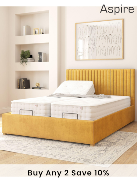 Aspire Furniture Ochre Grant Velvet Electric Adjustable Bed With Mattress (E60921) | £1,350 - £2,100