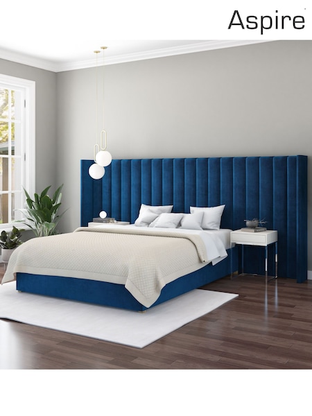 Aspire Furniture Navy Grandeur Wing Velvet Headboard (E60922) | £561