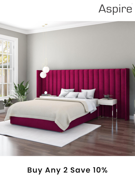 Aspire Furniture Berry Grandeur Wing Velvet Headboard (E60925) | £561