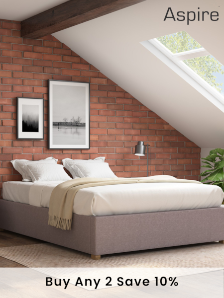 Aspire Furniture Grey Platform Eire Linen End Lift Ottoman Storage Bed (E60928) | £481 - £550