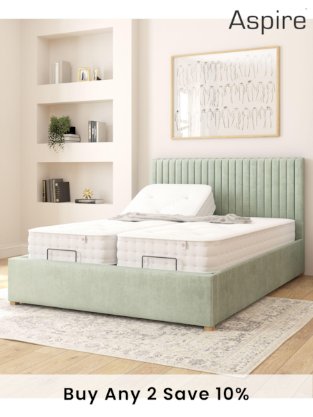 Aspire Furniture Duck Egg Grant Velvet Electric Adjustable Bed With Mattress (E60929) | £1,350 - £2,100