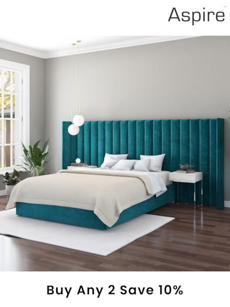 Aspire Furniture Emerald Grandeur Wing Velvet Headboard (E60932) | £561