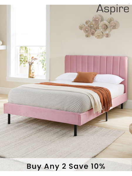 Aspire Furniture Pink Rosella Velvet Upholstered Bed (E60933) | £220 - £320