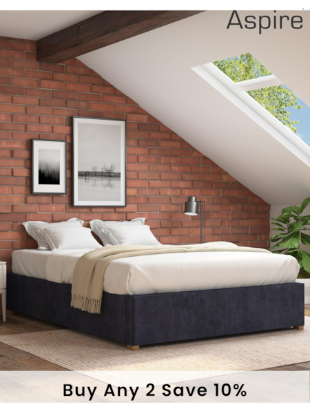 Aspire Furniture Ebony Platform Velvet End Lift Ottoman Storage Bed (E60936) | £415 - £489