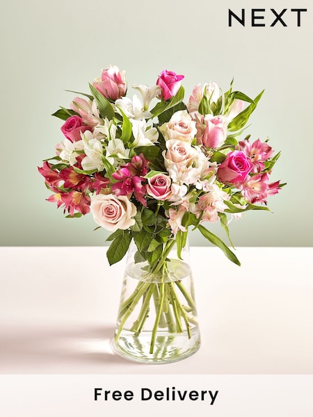 Pink Rose and Alstroemeria Fresh Flower Letterbox Bouquet (E61201) | £25