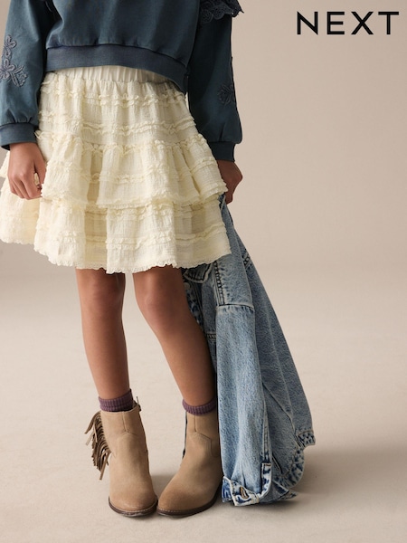 Ecru Frill Textured Skirt (3-16yrs) (E61287) | £12 - £17