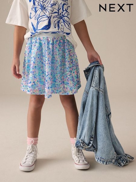 Rainbow Blue Sequin Skirt (3-16yrs) (E61295) | £14 - £19