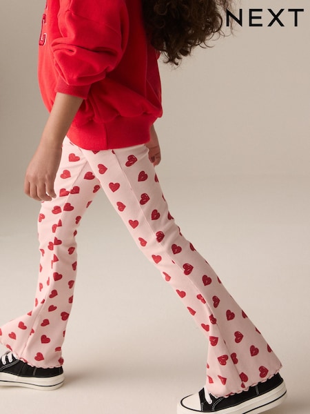 Pink Heart 1 Pack Rib Flare Leggings (3-16yrs) (E61307) | £7 - £12