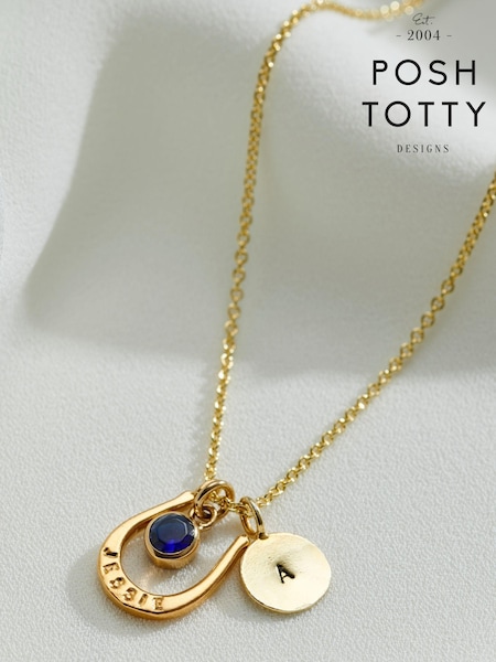 Horseshoe Personalised Charm Necklace by Posh Totty Designs (E61416) | £85