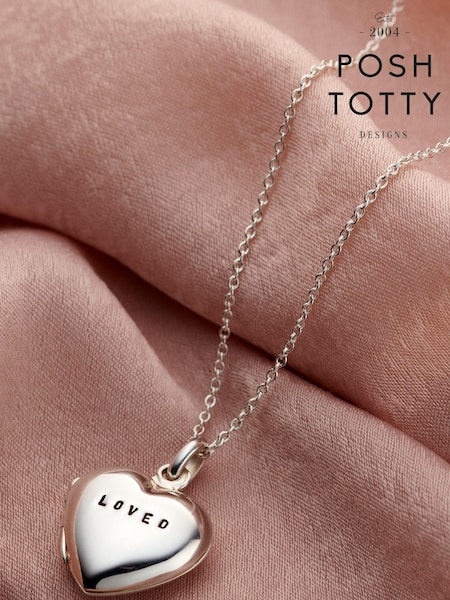 Personalised Small Heart Locket Necklace by Posh Totty Designs (E61423) | £72