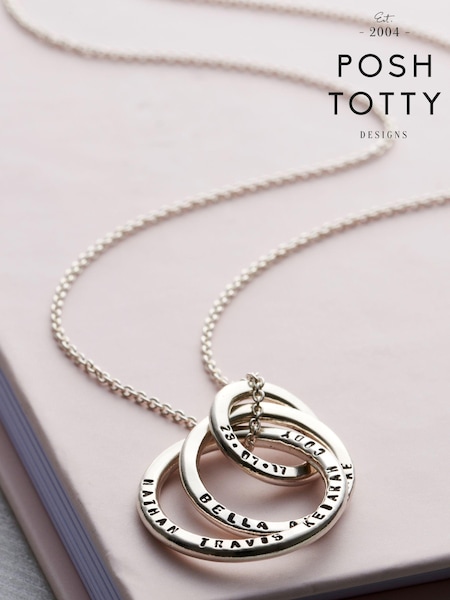 Personalised Family Names Russian Ring Necklace by Posh Totty Designs (E61430) | £85