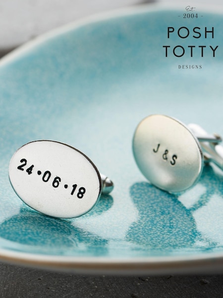 Personalised Oval Cufflinks by Posh Totty Designs (E61434) | £85