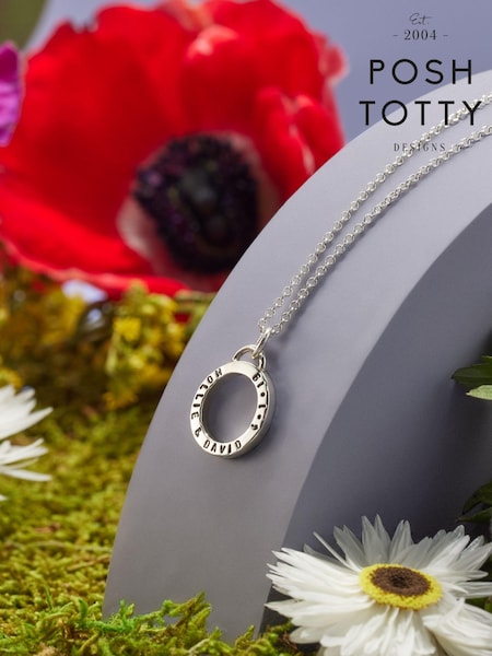 Personalised Geometric Circle Charm Necklace by Posh Totty Designs (E61438) | £33