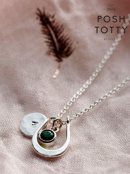 Horseshoe Personalised Charm Necklace by Posh Totty Designs (E61445) | £65
