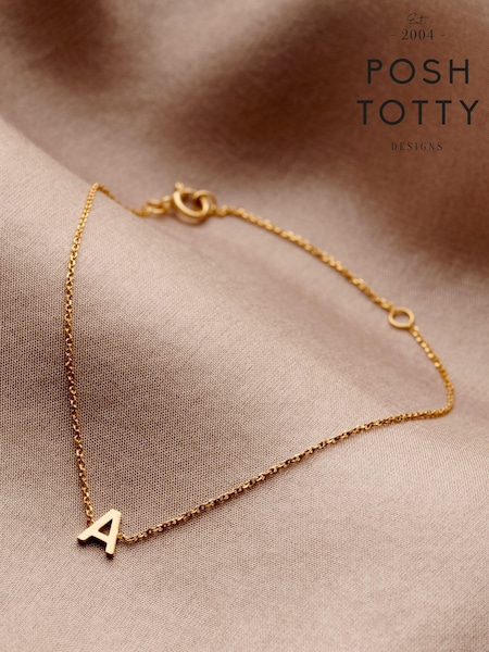 Petite 9ctInitial Bracelet by Posh Totty Designs (E61450) | £115
