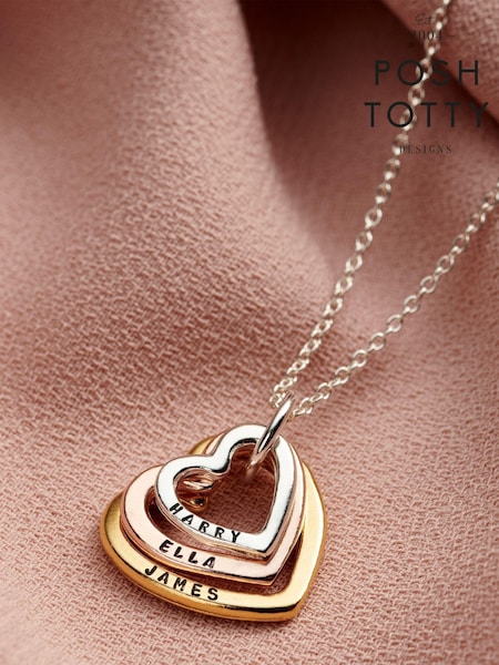 Personalised Rainbow Family Names Heart Necklace by Posh Totty Designs (E61456) | £107