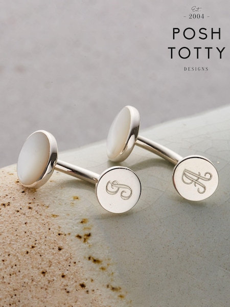 Personalised Mother Of Pearl Cufflinks by Posh Totty Designs (E61464) | £89