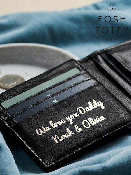 Personalised Message Leather Popper Wallet by Posh Totty Designs (E61469) | £25
