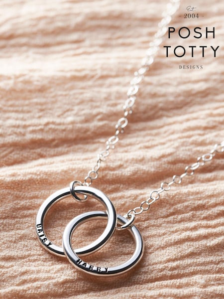 Personalised Medium Double Hoop Names Necklace by Posh Totty Designs (E61473) | £81