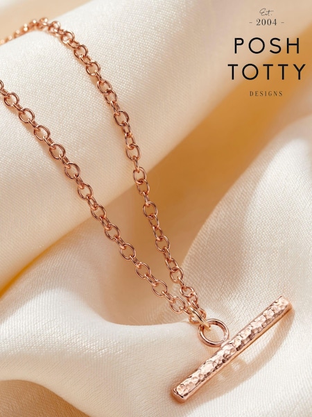 Personalised Textured T Bar Necklace By Posh Totty Designs (E61476) | £69
