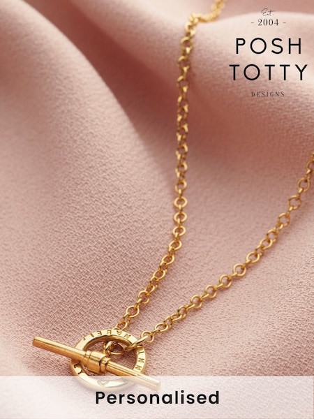 Personalised Mini Message T Bar Lariat Necklace by Posh Totty Designs (E61485) | £91