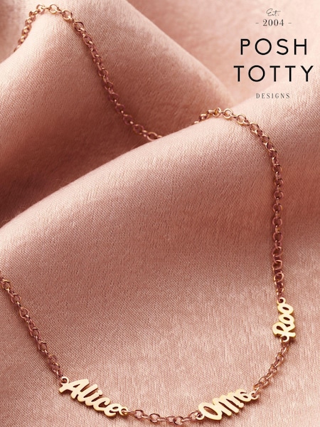 Personalised Family Names Station Necklace by Posh Totty Designs (E61490) | £99