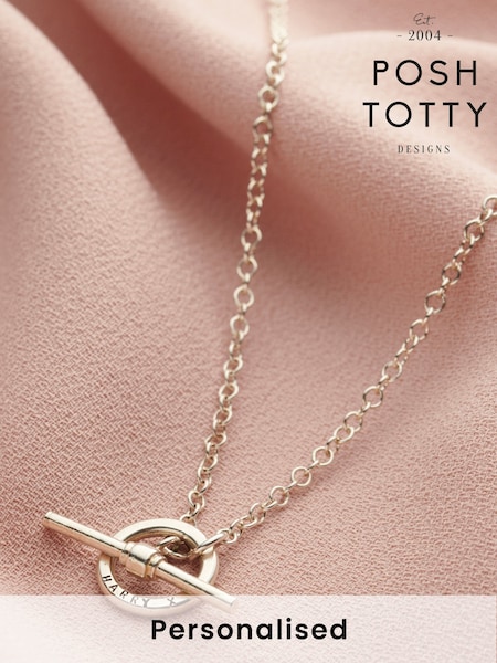 Personalised Mini Message T Bar Lariat Necklace by Posh Totty Designs (E61492) | £81