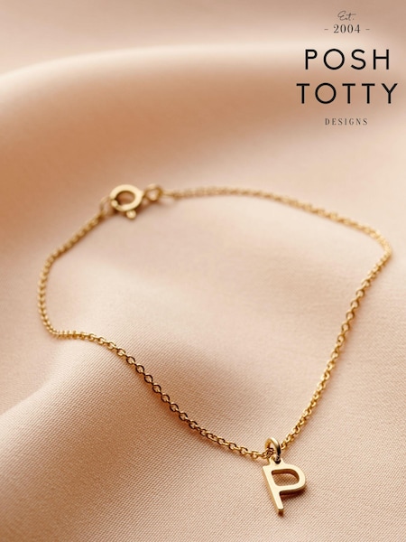 Personalised Initial Letter Charm Bracelet by Posh Totty Designs (E61497) | £37