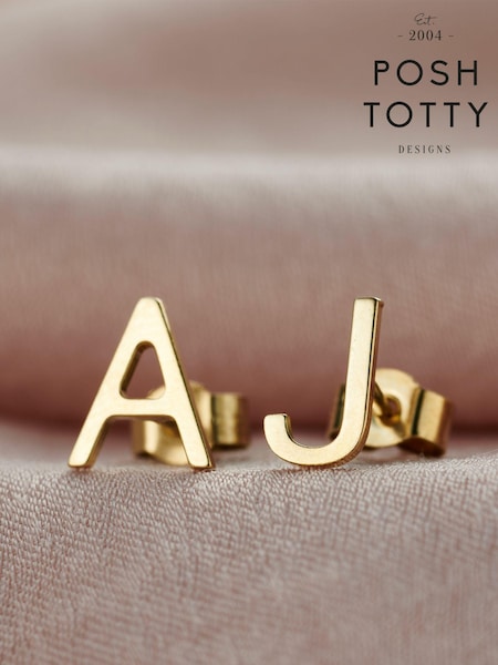 Personalised Initial Stud Earrings by Posh Totty Designs (E61504) | £38