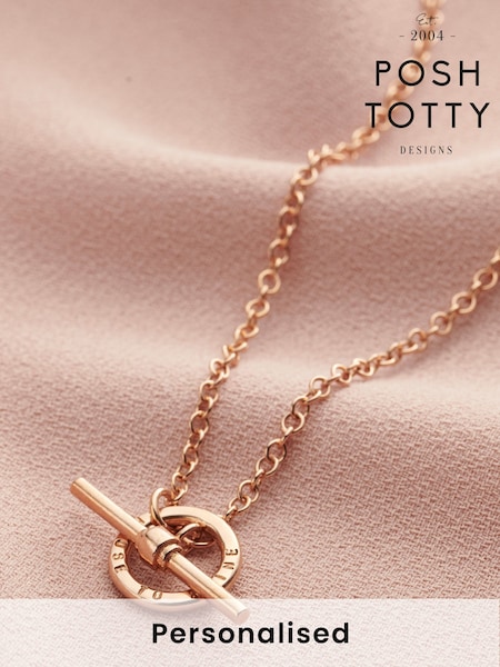 Personalised Mini Message T Bar Lariat Necklace by Posh Totty Designs (E61507) | £91