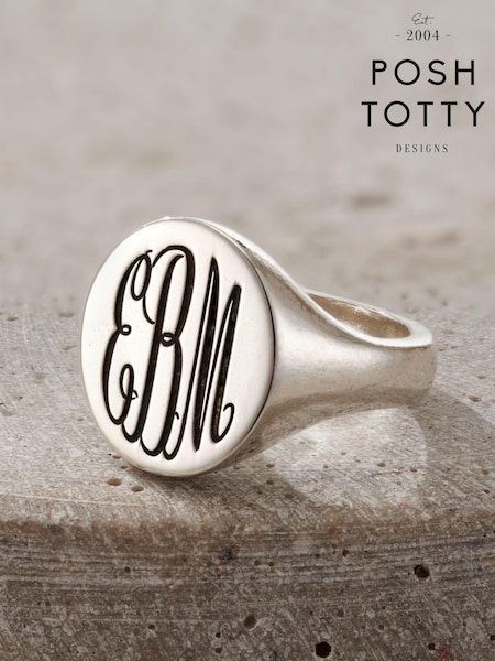 Personalised Mens Chunky Monogrammed Signet Ring by Posh Totty Designs (E61508) | £96