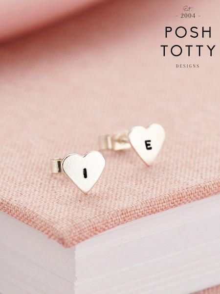 Personalised Mini Heart Stud Earrings By Posh Totty Designs (E61511) | £33