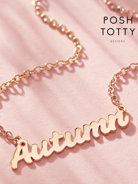 Personalised Birthstone Name Necklace By Posh Totty Designs (E61514) | £130