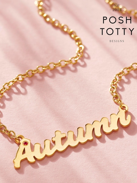 Personalised Birthstone Name Necklace By Posh Totty Designs (E61517) | £130